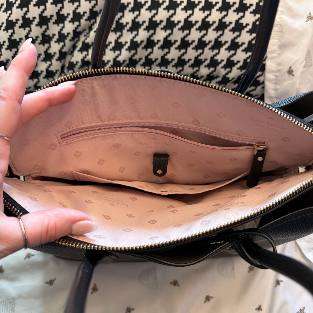 kate spade Black Leather Satchel with Top Handles - Picture 2 of 2